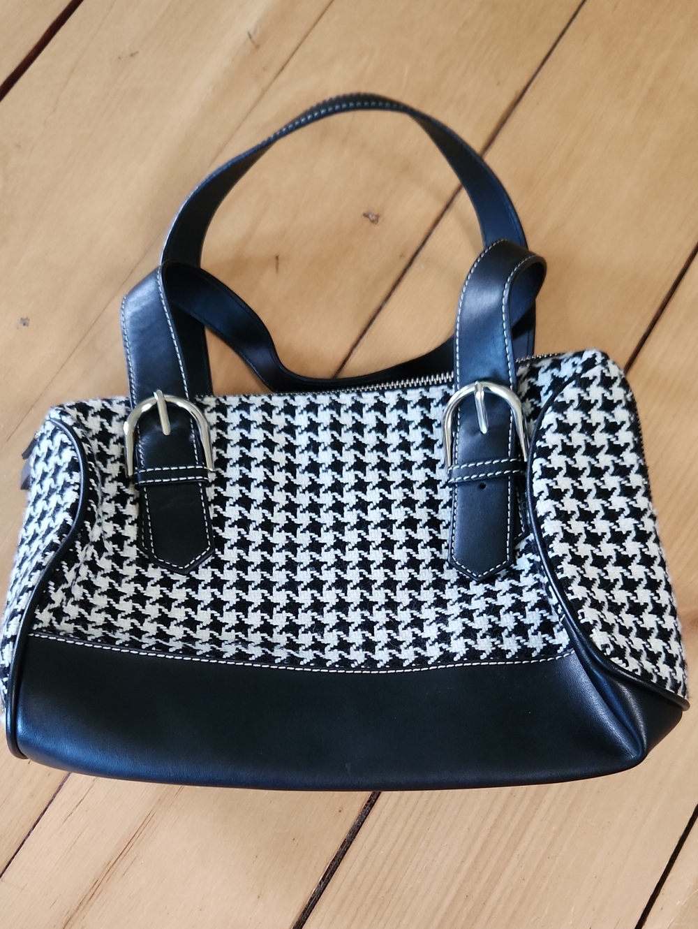 Ann Taylor Black and White Houndstooth Shoulder Bag